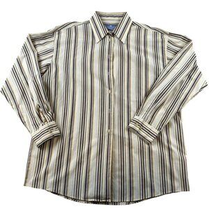 Kenneth Cole Reaction Mens Dress Shirt Size L Striped Long Sleeve